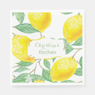 Lemons gelbe Monogrammnamenskripte Serviette