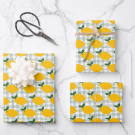 Lemons Gingham Niedlich CUSTOM Brautparty Geburtst Geschenkpapier Set