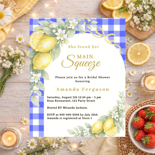 Lemons gingham squeeze Bridal Shower invitation (Von Creator hochgeladen)