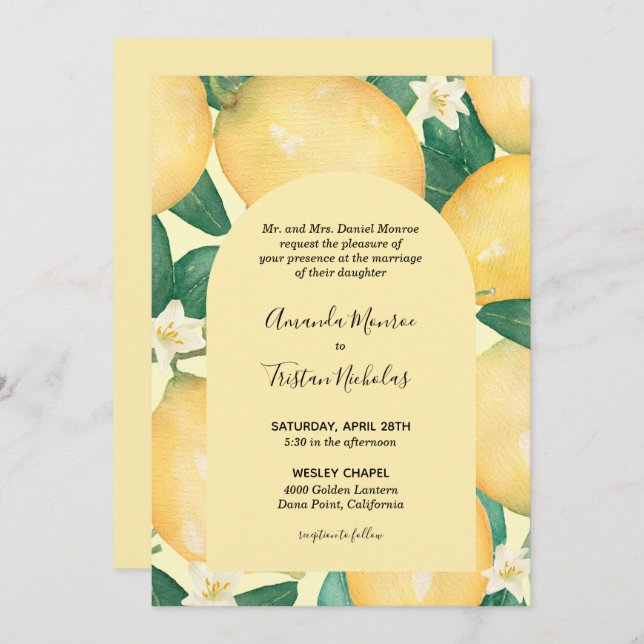 Lemons Greenerity Wedding All in One Invites (Vorne/Hinten)