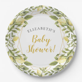Lemons Greenery Baby Shower Pappteller