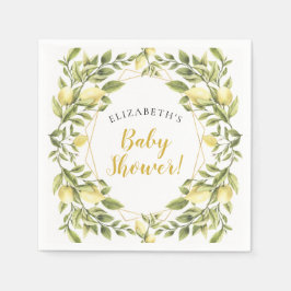 Lemons Greenery Baby Shower Serviette