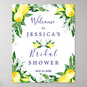 Lemons Greenery Blossom Brautparty Sign Poster
