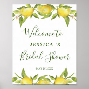 Lemons Greenery Blossom Brautparty Sign Poster