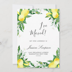 Lemons Greenery Blossom Moving Announcement Cards Ankündigung