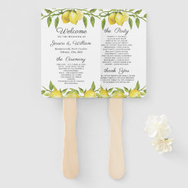 Lemons Greenery Blossom Wedding Program Fächer