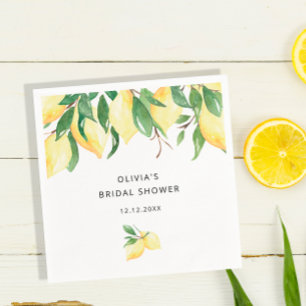 Lemons Greenery Brautparty Napkins Serviette