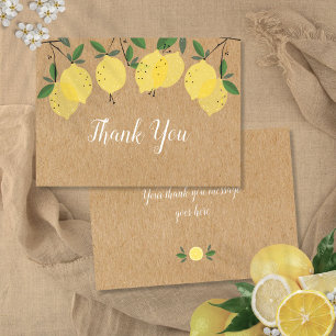 Lemons Greenery Floral Rustic Kraft Boho Dankeskarte