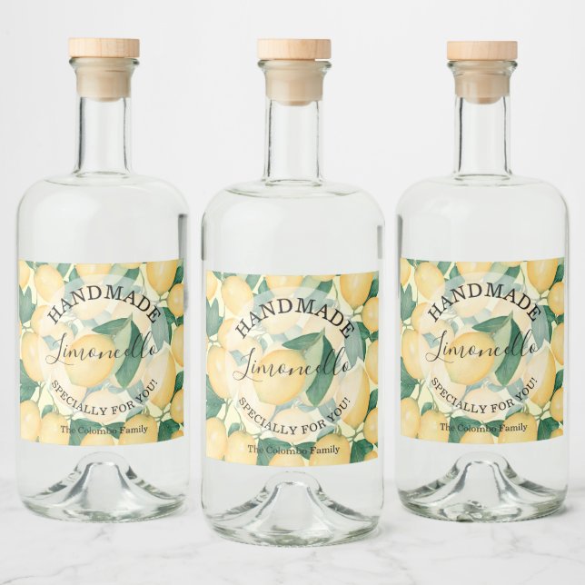 Lemons Greenery Handmade Limoncello Alkoholflaschenetikett (Flaschen)