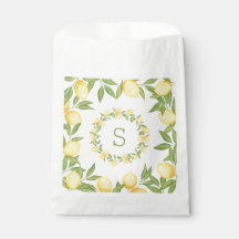 Lemons Greenery Monogram Elegant