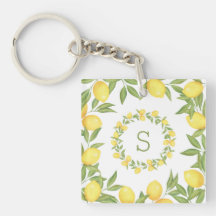 Lemons Greenery Monogram Elegant