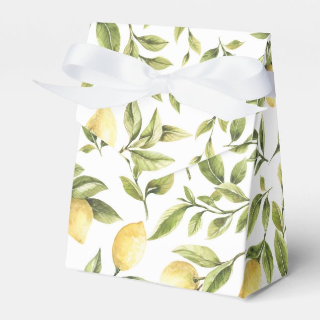 Lemons Greenery Wasserfarbe Gelb Grün Geschenkschachtel (Vorderseite)