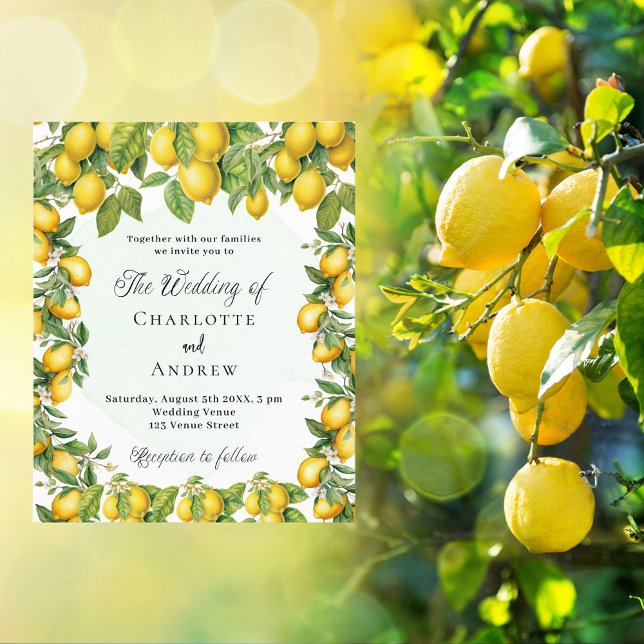 Lemons grün elegante Budget Hochzeitseinladung Flyer (Von Creator hochgeladen)