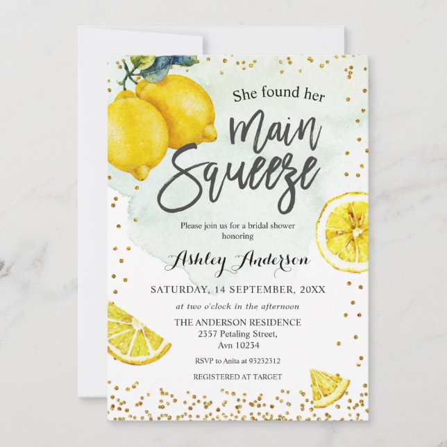 Lemons Hauptpresse Brautparty Einladung (Vorderseite)