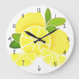 Lemons   lemon slices   sunny citrus fruit  große wanduhr