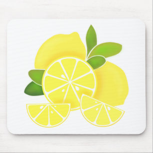 Lemons lemon slices sunny citrus pattern mousepad