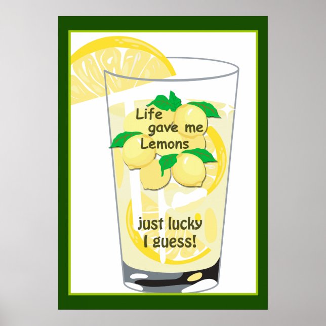 Lemons Lemonade Funny Lucky Poster 20 x 28 (Vorne)