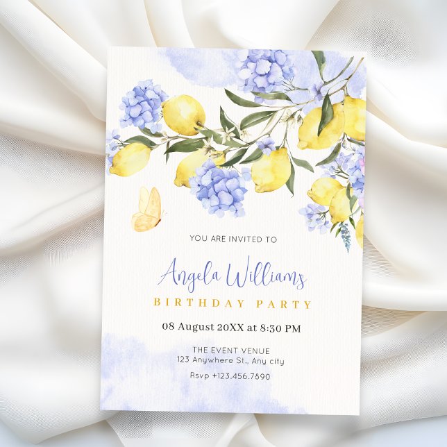 Lemons lila Blumengeburtstag Einladung (Von Creator hochgeladen)