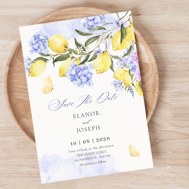 Lemons lila Blumenhochzeit Save The Date (Von Creator hochgeladen)