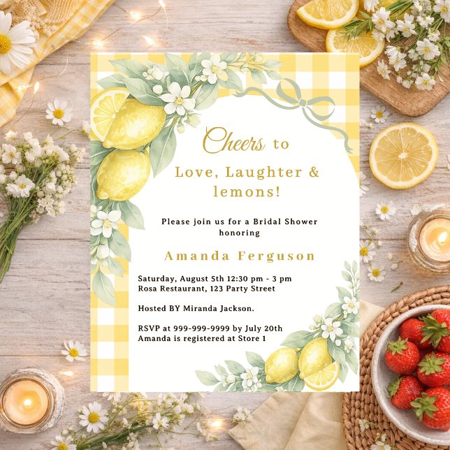Lemons love gingham Bridal Shower invitation (Von Creator hochgeladen)