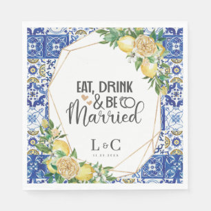 Lemons Mediteranean Mosaic Tile Hochzeitsstimmung Serviette