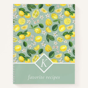 Lemons Monogram Rezept Book Notizbuch