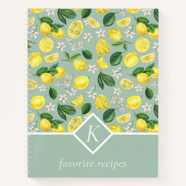 Lemons Monogram Rezept Book Notizbuch (Vorderseite)