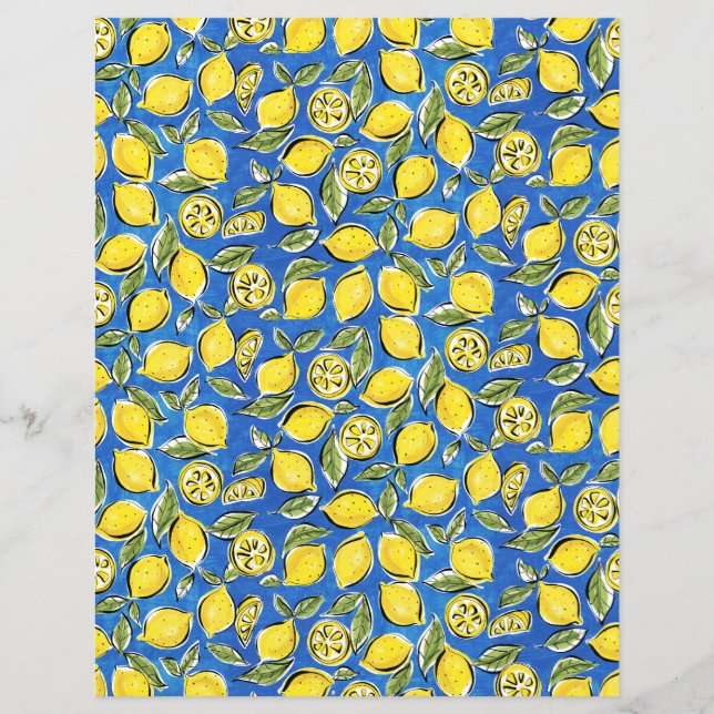 Lemons Muster gelbes blaues Blatt (Vorderseite)