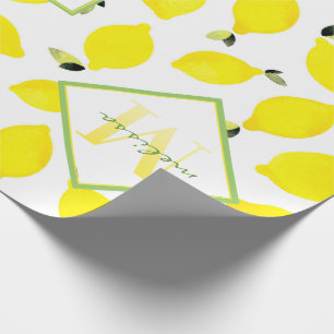 Lemons Ombre Monogram in Hellgelb grün Geschenkpapier