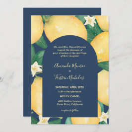 Lemons on Navy Wedding All in One Invites