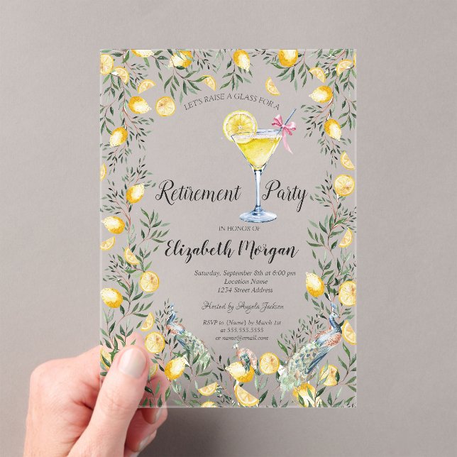 Lemons Peacock Cocktail-Rente Acryleinladungen (Insitu (Handheld))