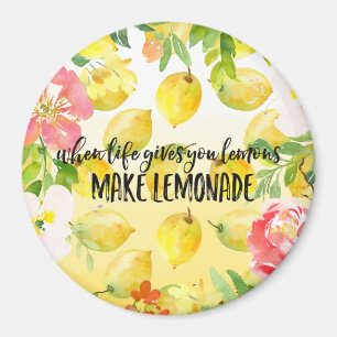Lemons Pink floral ombre Aquarell inspirierend Magnet