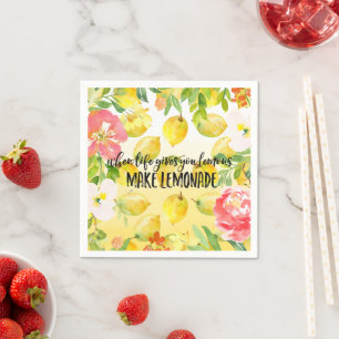 Lemons Pink floral ombre Aquarell inspirierend Serviette