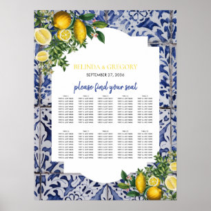 Lemons Portuguese Tiles Wedding Seating Chart Poster