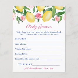 Lemons Positano Guess Baby's Birth Stats Game Card