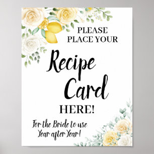 Lemons & Roses Platz Rezeptkarte Brautparty Poster
