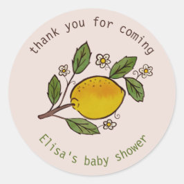 Lemons Rustic CUSTOM BABY SHOWER Runder Aufkleber