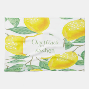 Lemons Skript für den weißen grünen Namen Handtuch