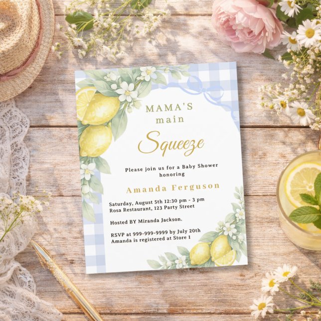 Lemons squeeze bow boy Baby Shower invitation (Von Creator hochgeladen)