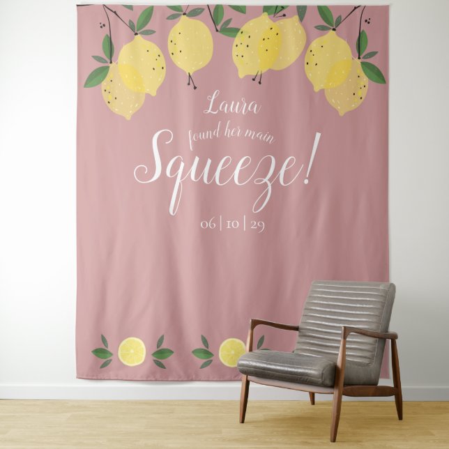 Lemons Squeeze Dusty Rose Brautparty Foto Prop Wandteppich (Beispiel)