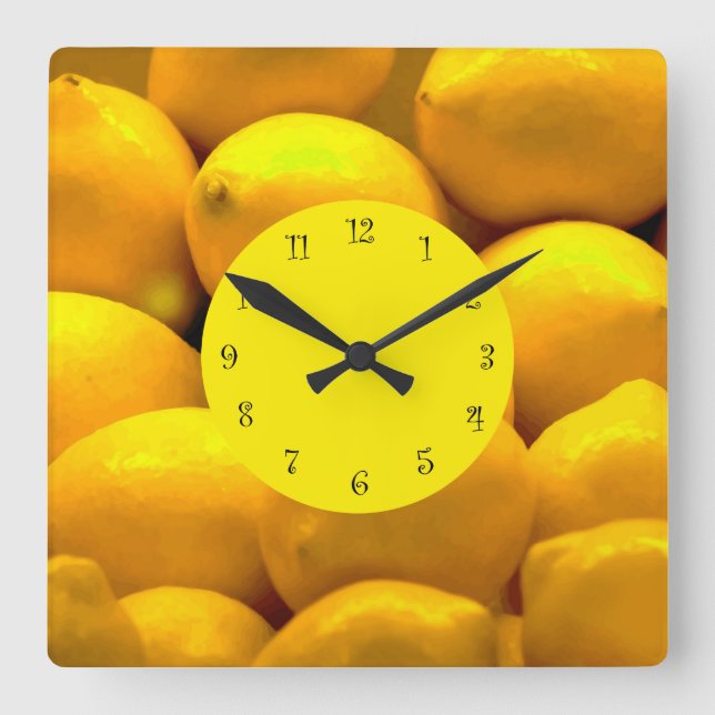 Lemons Thema Küchenuhren Quadratische Wanduhr (Vorderseite)