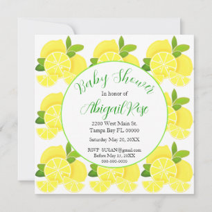Lemons tropisches gelbes Zitrus BabyDusche Einladung
