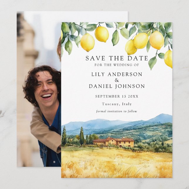 Lemons Tuszien Szene Italien Foto Hochzeit Save The Date (Vorne/Hinten)
