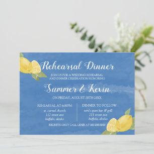 Lemons und Blue Watercolor Probe Dinner Einladung