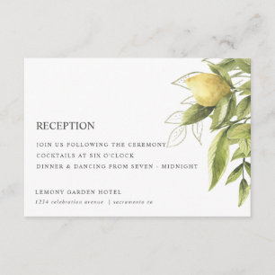 Lemons und Foliage Classic Chic WEDDING REZEPTION Begleitkarte
