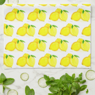 Lemons Wasserfarbe Gelbe Früchte Land Sommer Geschirrtuch