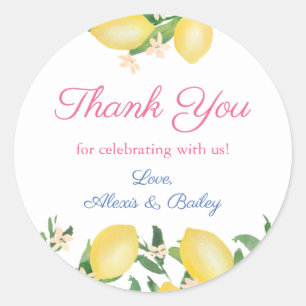 Lemons Watercolor Gastgeschenk Hochzeit Vielen Dan Runder Aufkleber
