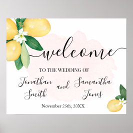 Lemons Wedding Welcome Sign Pink Dusche Poster