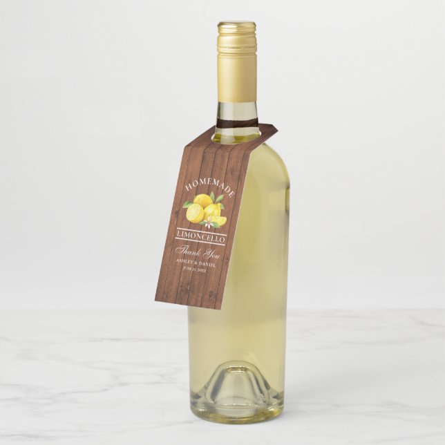 Lemons Wood Limoncello Vielen Dank Flaschenanhänger (Angewinkelt)