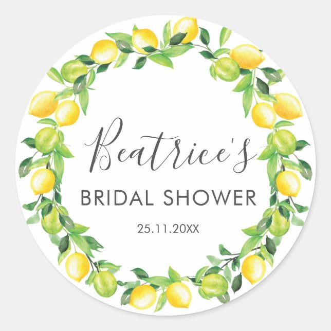 Lemons Wreath Brautparty Vielen Dank Runder Aufkleber (Vorderseite)